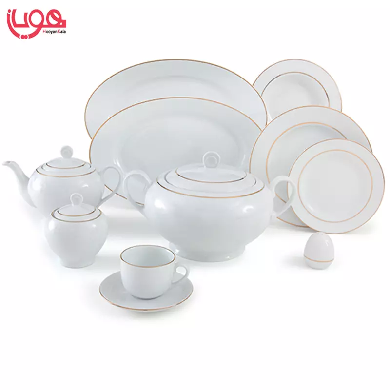 سرویس چینی زرین ایتالیا اف زرین لب طلایی 12 نفره 102 پارچه