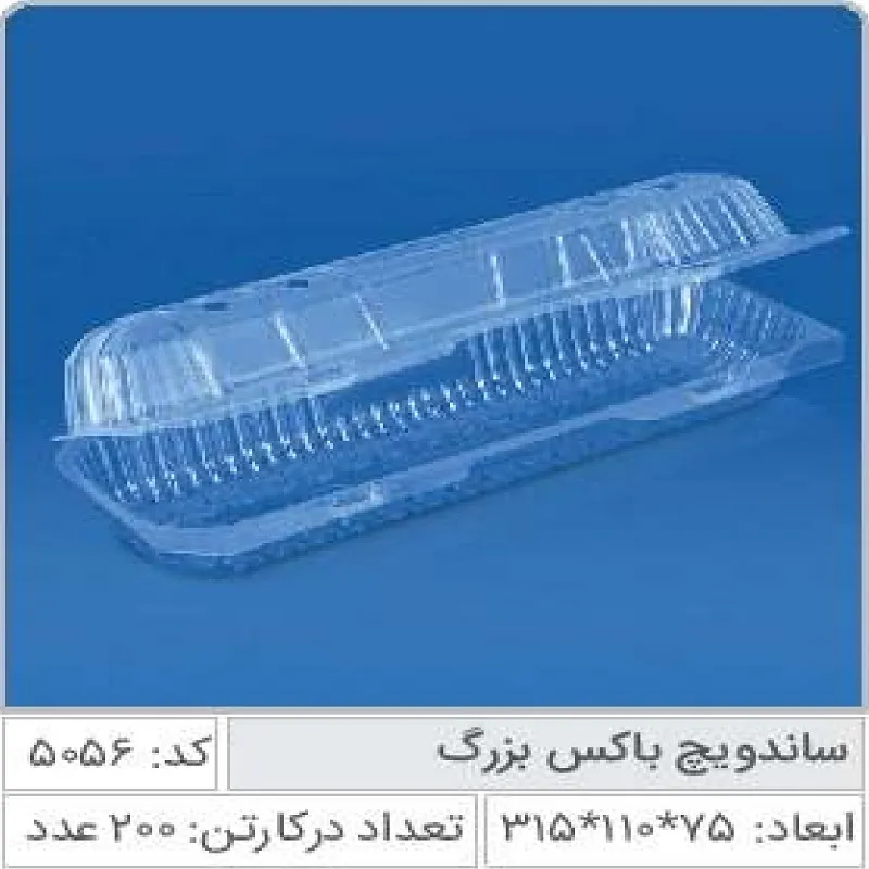 ظرف ساندویچ باکس بزرگ پانچ دار صنایع پلاستیک خوزستان 5056