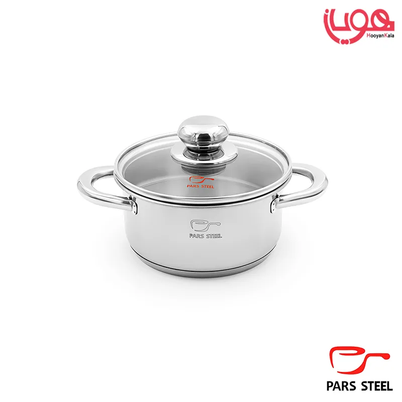 قابلمه پارس استیل درب پیرکس کف سه لایه سایز 16